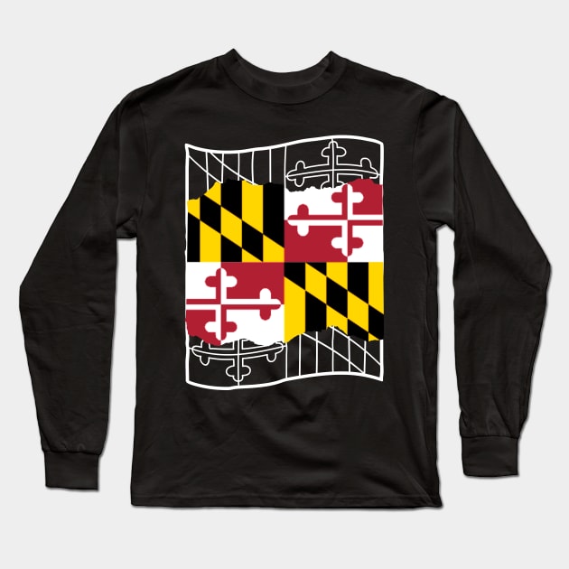 MARYLAND FLAG OUTLINE DESGIN Long Sleeve T-Shirt by The C.O.B. Store